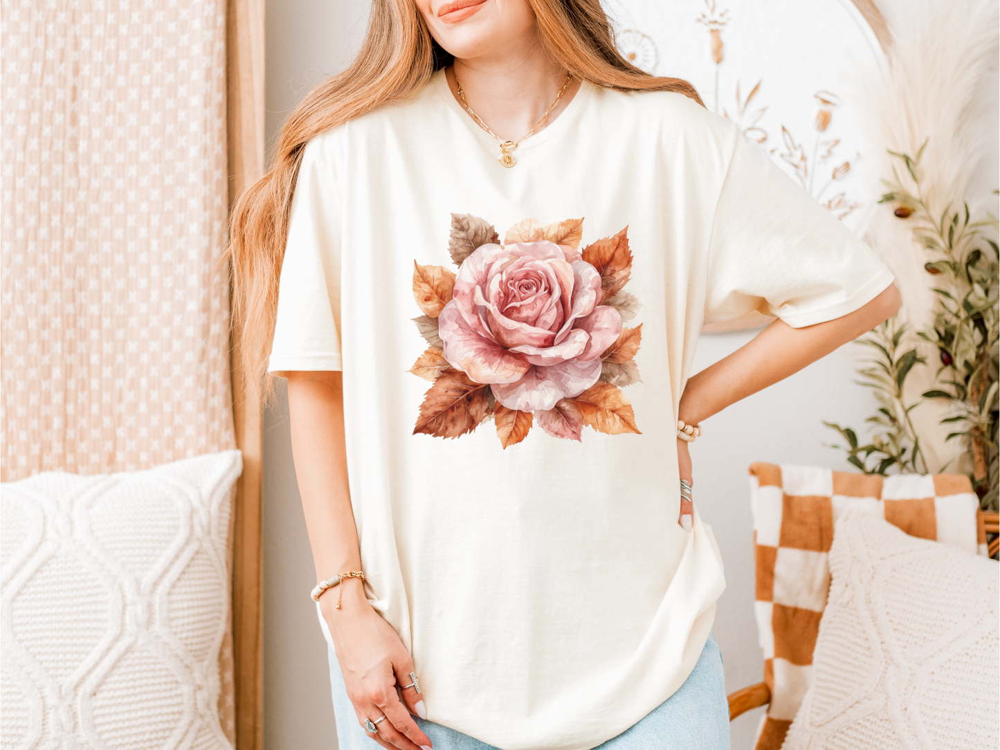 Autumn Floral Artisitic Fall Tee