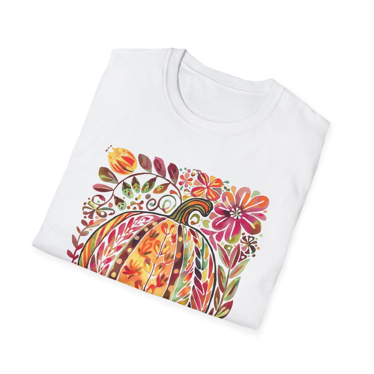 Floral Pumpkin Artisitic Fall Tee