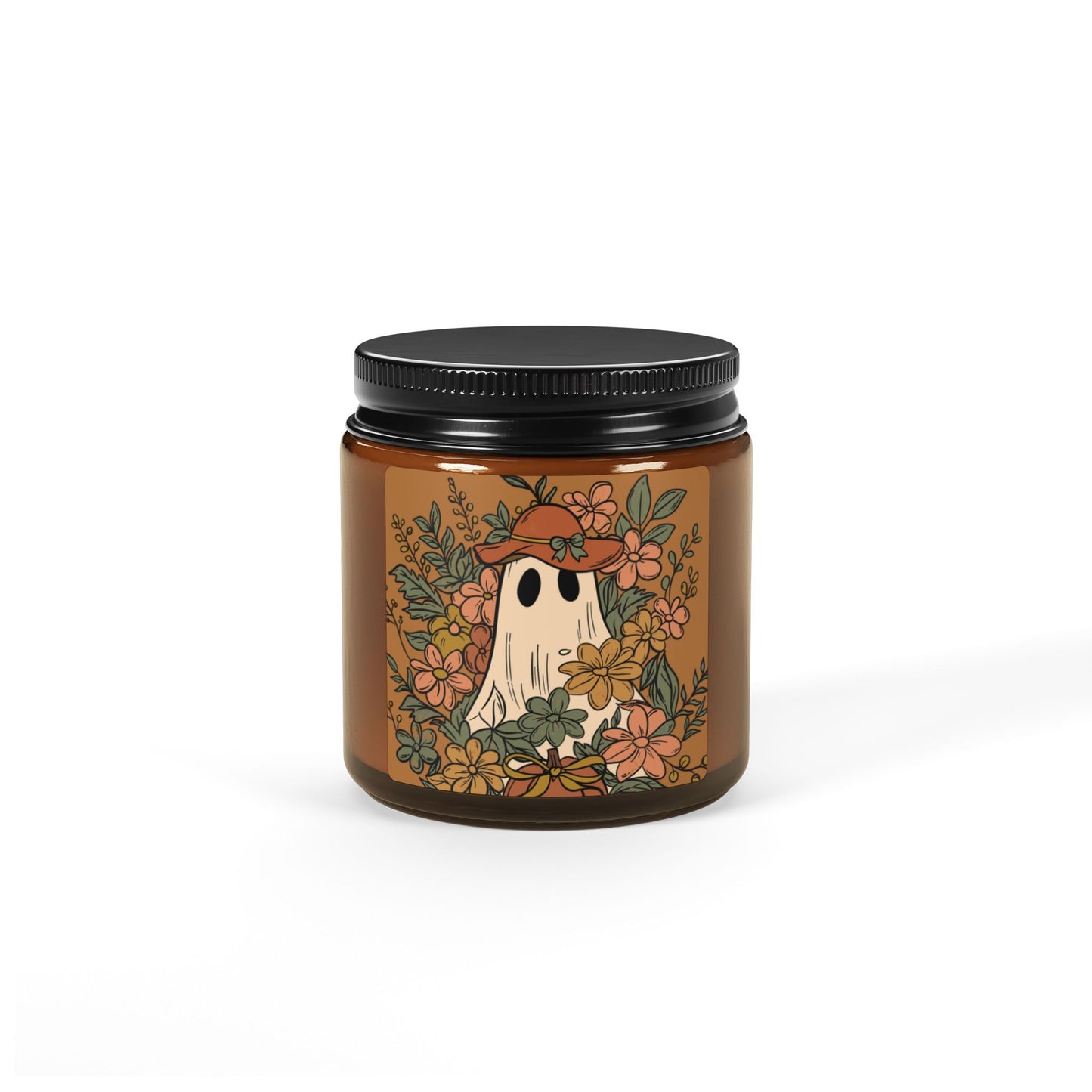 Cozy Autumn Scented Soy Candle | Floral Ghost Design