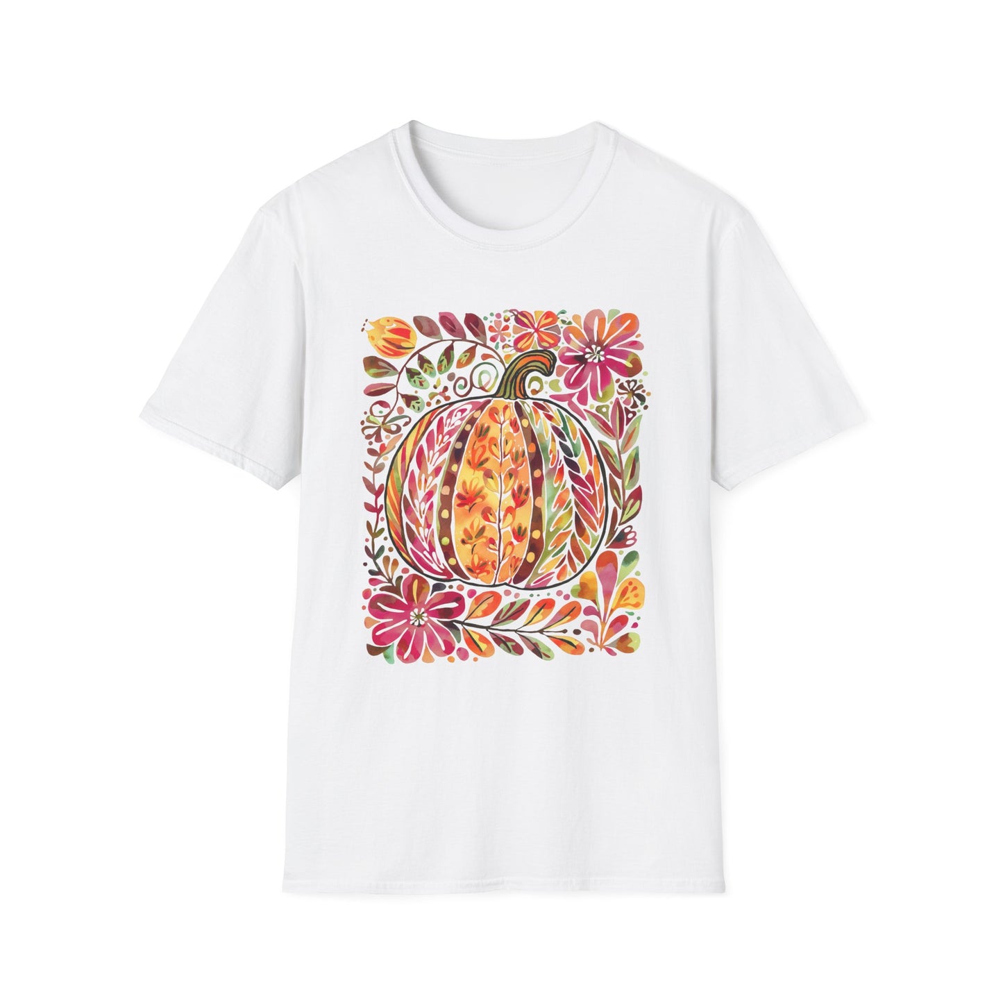 Floral Pumpkin Artisitic Fall Tee