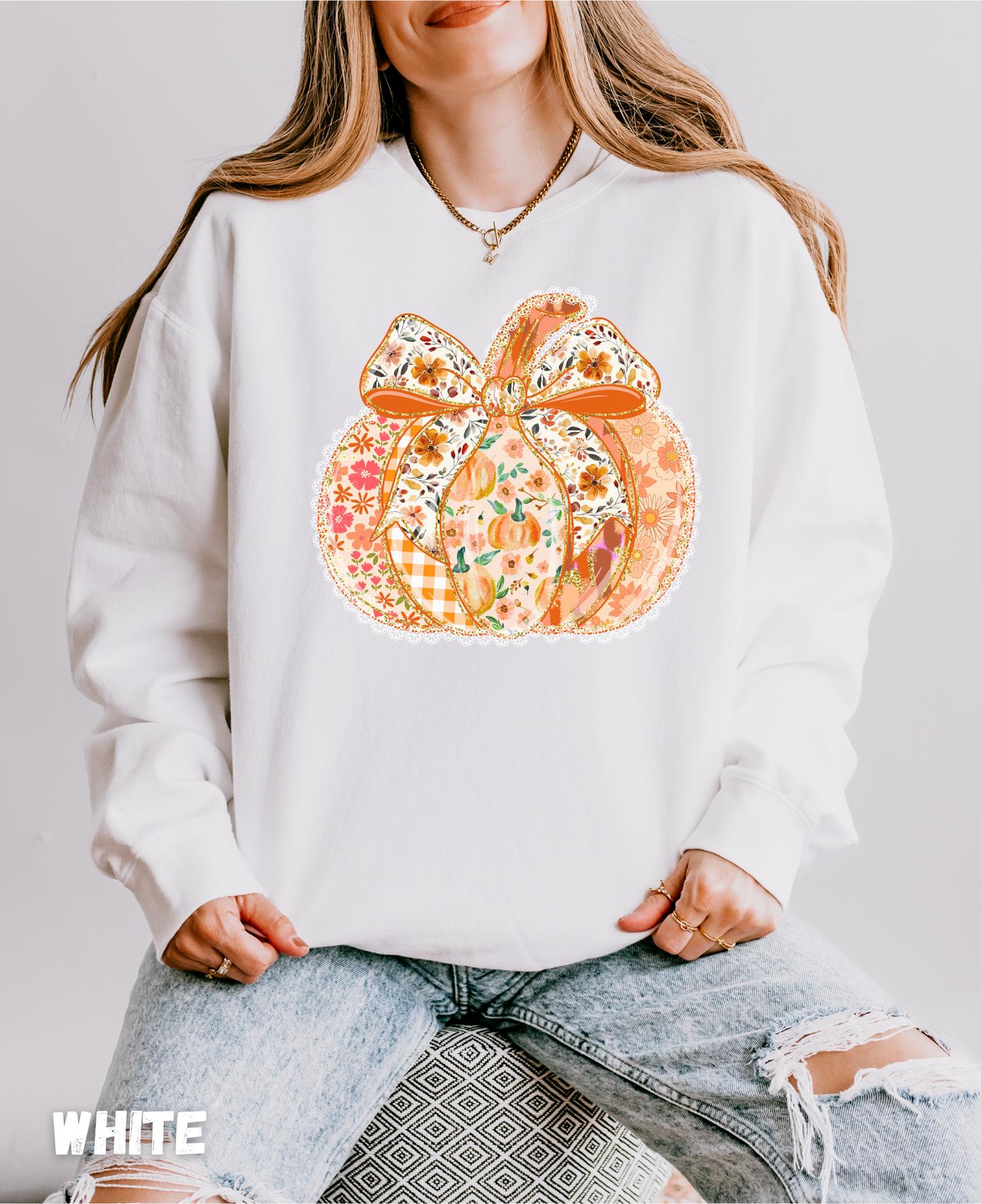 Pumpkin Cottage Core Floral Sweater