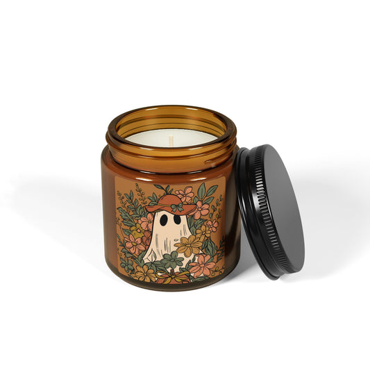 Cozy Autumn Scented Soy Candle | Floral Ghost Design