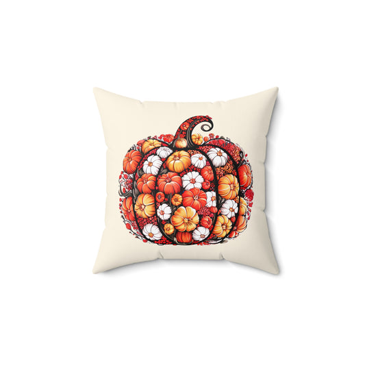 Autumn Pumpkin Spun Polyester Square Pillow