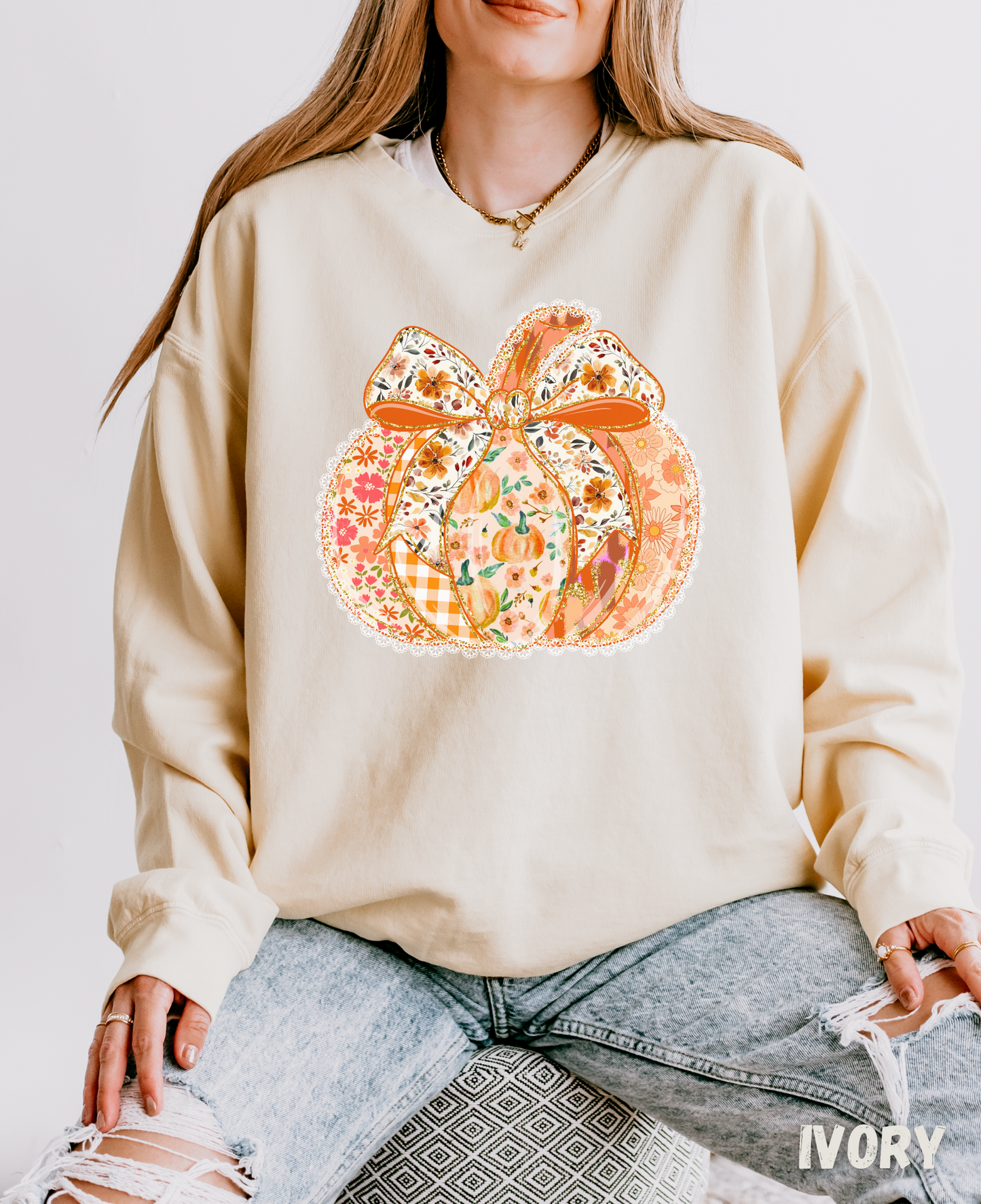 Pumpkin Cottage Core Floral Sweater