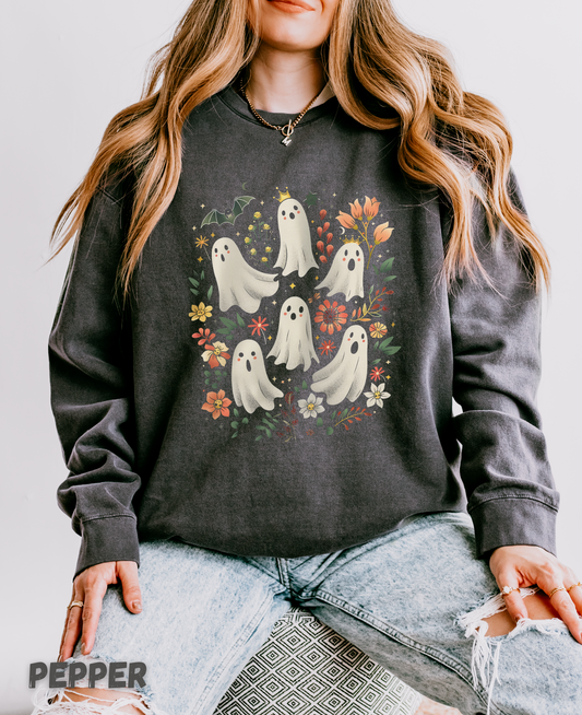 Ghostly Floral Halloween Sweater