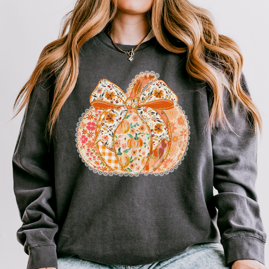 Pumpkin Cottage Core Floral Sweater