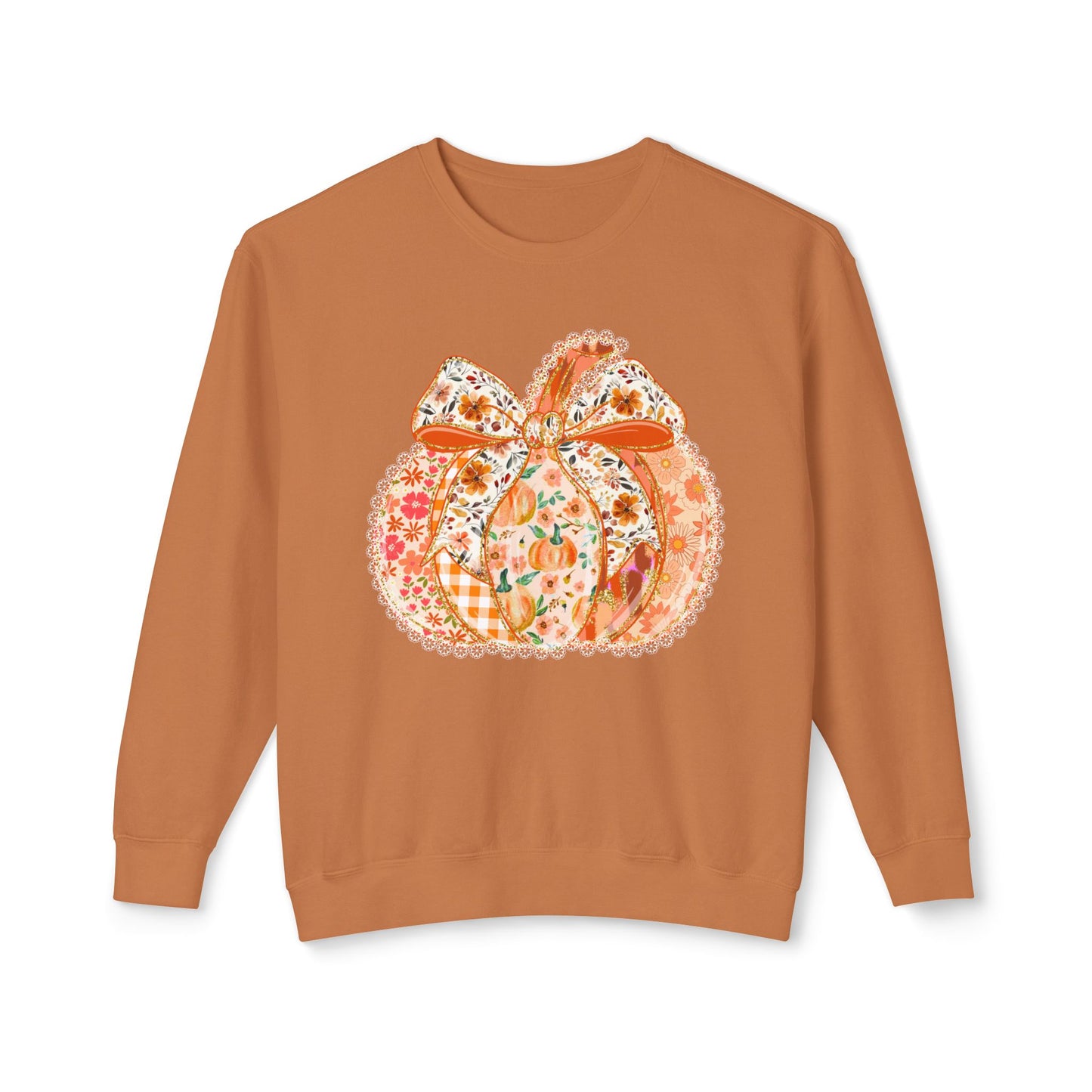 Pumpkin Cottage Core Floral Sweater