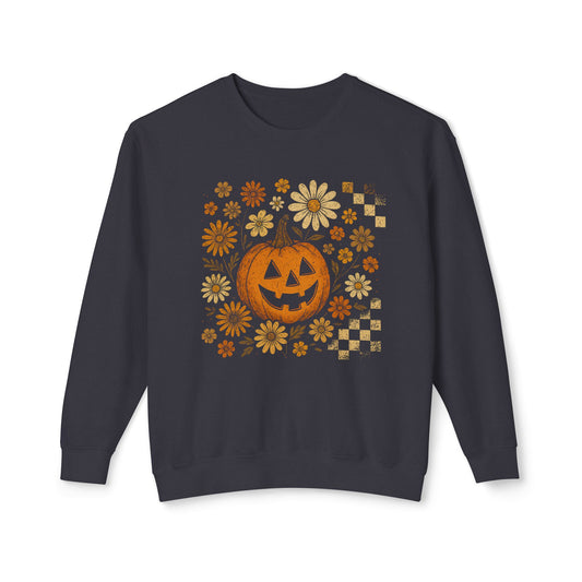 Pumpkin Boho Floral Sweater