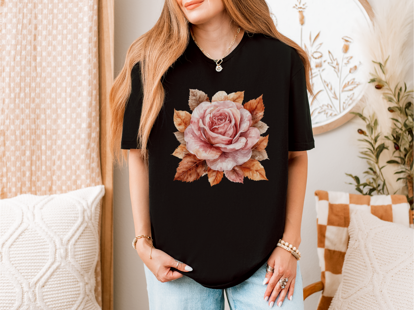 Autumn Floral Artisitic Fall Tee