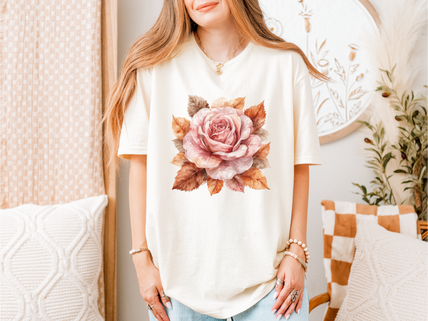 Autumn Floral Artisitic Fall Tee